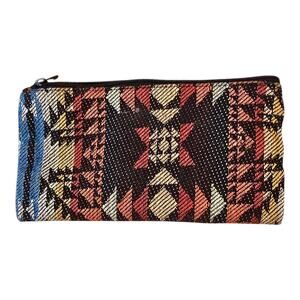 Boho Woven Tapestry Zipper Pouch Aztec Tribal Geometric Pattern Small